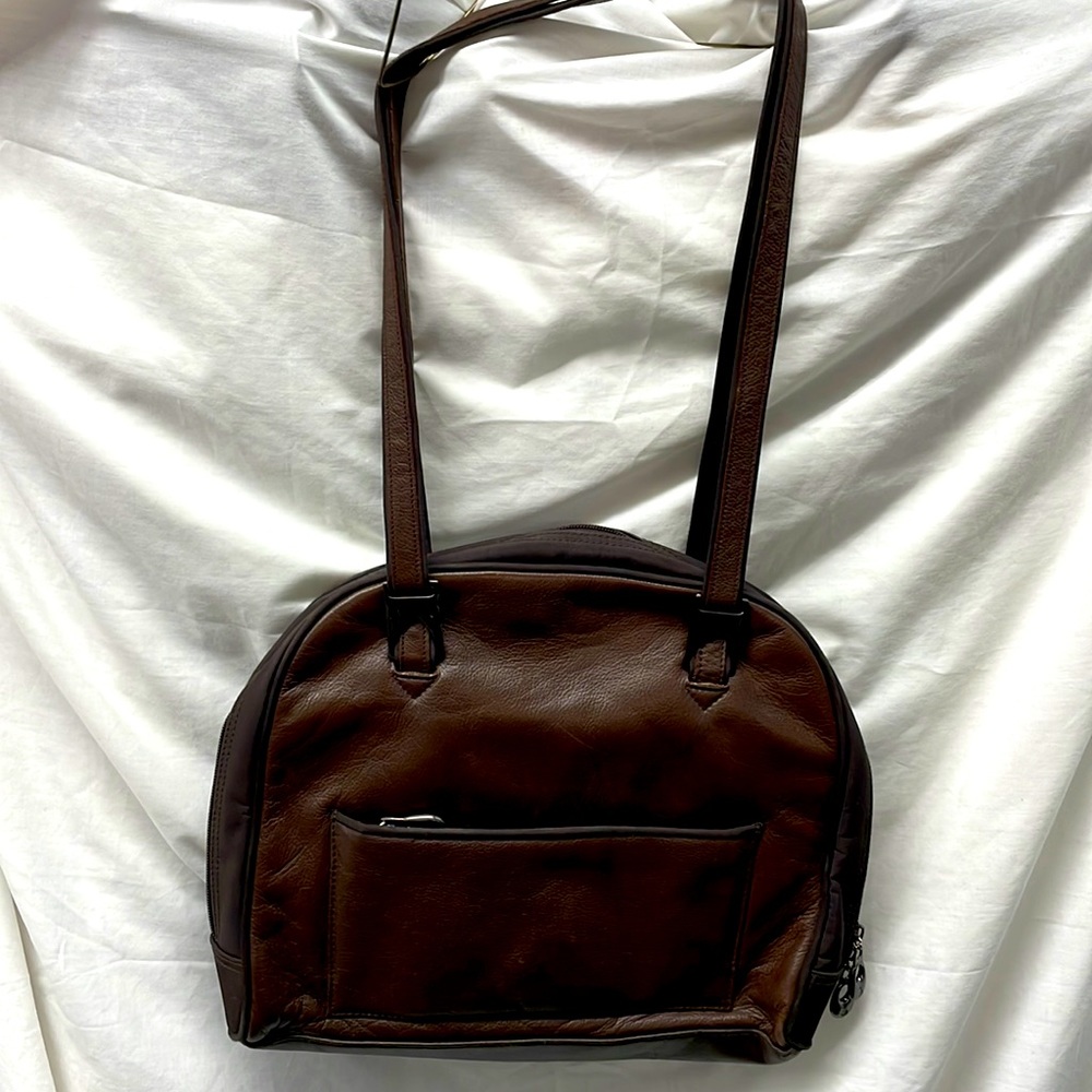Kangaroo leather multiple pocket shoulder bag 13x11x3